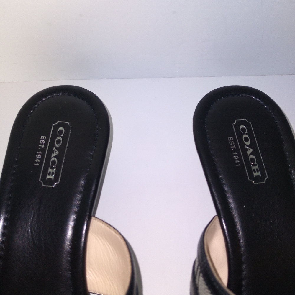 Coach Virginia Black/White/Grey Signature Wedge Sandals Size 8.5 - Picture 7 of 10